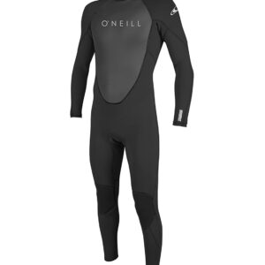 O'Neill Men's Reactor-2 3/2mm Back Zip Full Wetsuit in Black – Features ultra-stretch neoprene, seamless paddle zones, and wind-resistant smoothskin, designed for surfing, diving, and paddle sports.