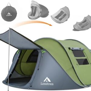 Instant Pop-Up Tent for 4-5 People with Waterproof Design and Mesh Doors - Ideal for Family Camping and Outdoor Activities"
