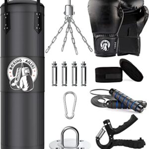 Vkahaak 4FT Punching Bag Set with Gloves, Chain, and Hook for Boxing, MMA, and Martial Arts Training