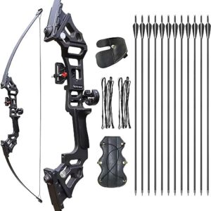Takedown Recurve Bow Kit for Adults – Durable Aluminum Alloy, 30-40 lbs with 12 Arrows for Beginners