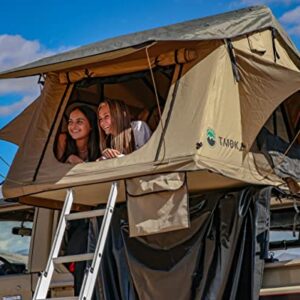 TMBK 3-Person Roof Top Tent with Waterproof Body, Breathable Windows, and Adjustable Ladder for Comfortable Outdoor Camping