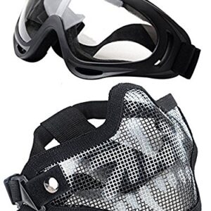 Airsoft Mesh Mask with UV Protection Goggles - Adjustable Tactical Face and Eye Protection for Airsoft, Paintball, and Outdoor Games.