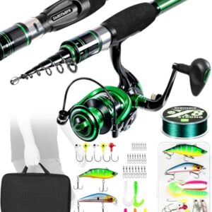 Ghosthorn Portable Telescoping Fishing Rod and Reel Combo – Collapsible Travel Kit for Freshwater and Saltwater Fishing