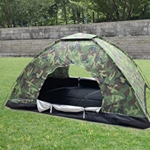 Spacious and lightweight Sutekus Double Tent set up in a scenic outdoor location, showcasing its camouflage design and ample interior space