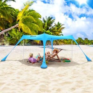 Sportneer 10x10 FT Beach Shade Canopy with UV Protection and Windproof Poles - Perfect for Outdoor Activities