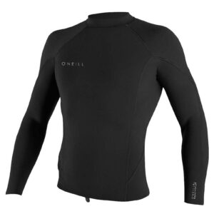 O'Neill Reactor-2 1.5mm Long Sleeve Wetsuit Top for Men in Black - Featuring FluidFlex 2 Neoprene, YKK back zip