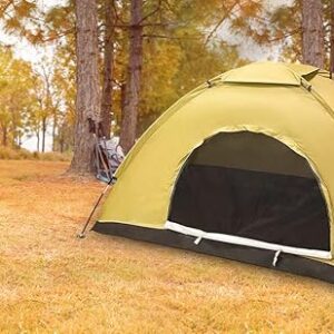 Sutekus Single Tent in khaki with camouflage patterns, showcasing its spacious interior, water-resistant bottom sheet, and added lantern hook, ideal for hiking and backpacking