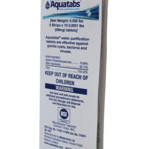 Aquatabs 49mg Water Purification Tablets – Effective and compact water treatment solution for hiking, camping, and emergency use, ensuring clean drinking water anytime, anywhere