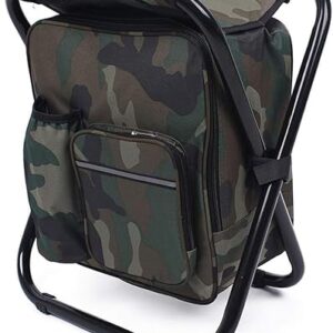 Compact Camouflage Folding Camping Chair with Cooler Bag – Perfect for Fishing, Hiking, and Beach Trips