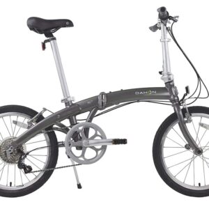 Dahon MU D8 Folding Bike in Rock color, showcasing a lightweight aluminum frame, custom V-brakes, adjustable handlepost