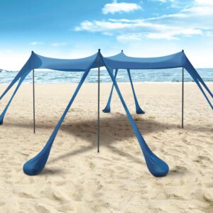 SEBOR Beach Tent in Pacific Blue - Deluxe XL pop-up sun shelter with UPF 50+ protection, accommodating up to 6 people