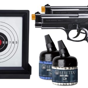Beretta 92 FS Airsoft Pistol Kit - Includes 2 Guns, 500 BBs, and Target