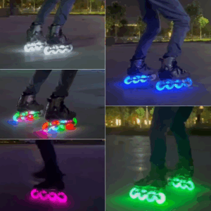 Set of 4 LED Inline Skate Wheels with Magnetic Core – Glow-in-the-Dark Roller Wheels for Speed Skates, Available in Multiple Sizes and Colors