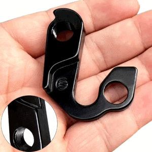 Durable aluminum rear derailleur mech hanger for Marin bicycles, designed for optimal alignment and protection, featuring a sleek black finish.