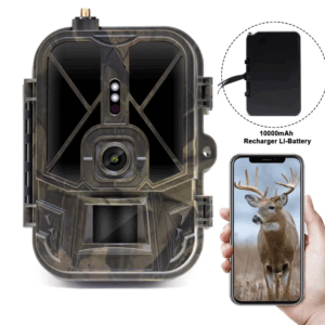 4G 36MP wildlife trail camera with 4K video, night vision, and IP66 waterproof design for outdoor use.