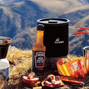 Fire Maple Star X1 Camping Stove with heat exchanger, featuring a compact nested design and piezo ignition for easy outdoor cooking.