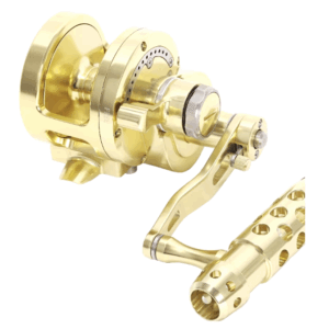 BIG GAME saltwater fishing reel featuring a CNC machined 2-speed lever drag system, designed for deep sea trolling with a maximum strike drag of 44lbs, perfect for big game fishing enthusiasts.